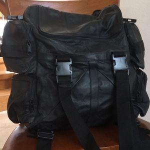 Black Leather Motorcycle Travel Bag